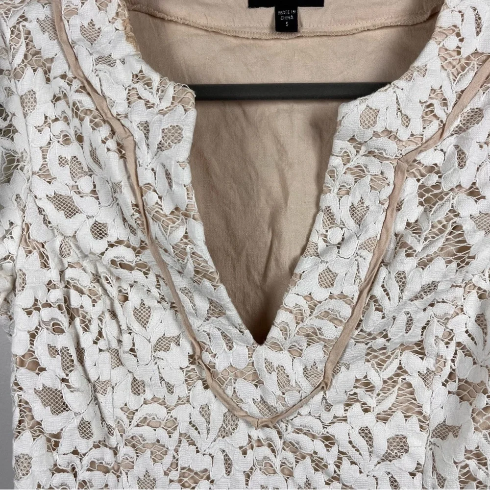 Bebe White Tea Satin Lace Mini Bride Bridal Cocktail Party Dress Size Small